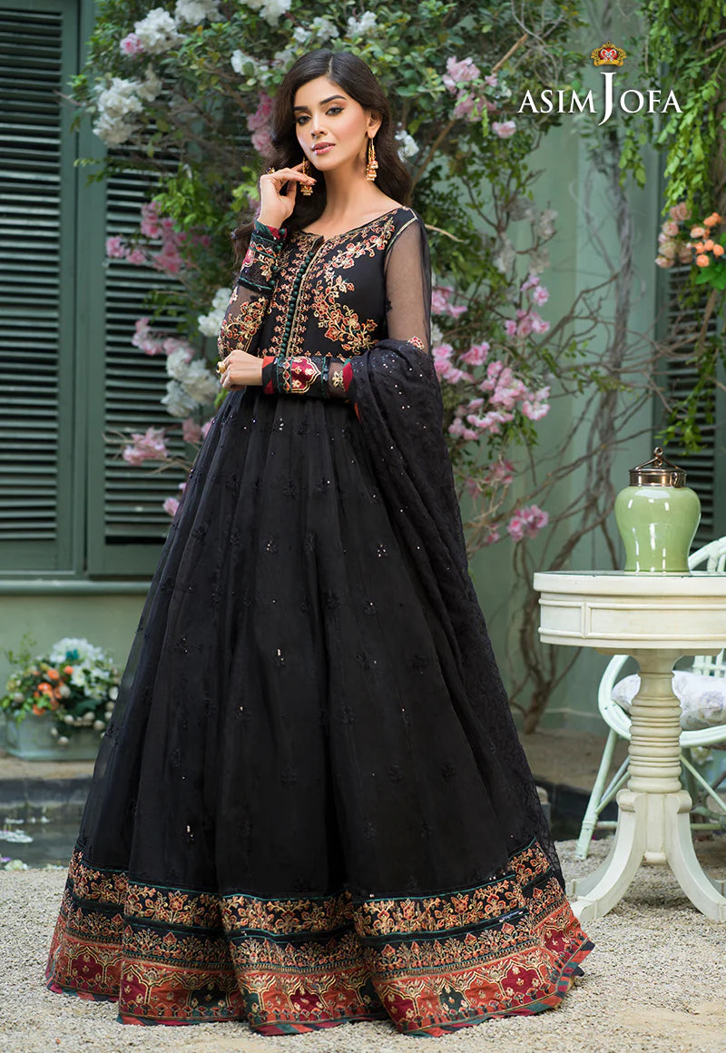 AJFC-38 EMBROIDERED ORGANZA 3 PCS black