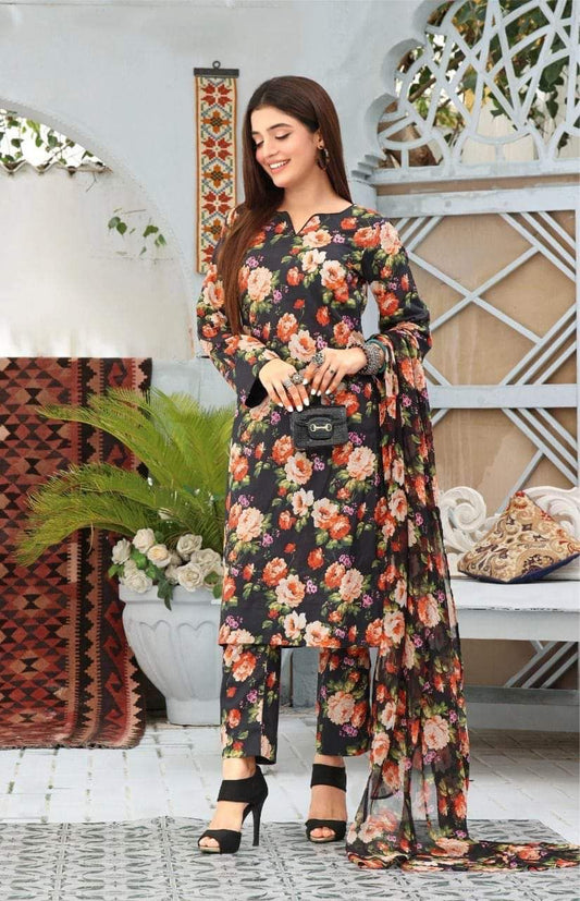 Linen-3pc digital print suit unstitched