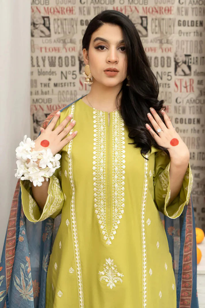 URGE - 3PC LAWN EMBROIDERED SHIRT WITH LAWN PRINTED DUPATTA AND EMBROIDERED TROUSER