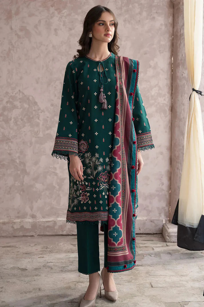 JAZMIN - 3PC LAWN EMBROIDERED SHIRT WITH SLUB PRINTED DUPATTA AND TROUSER MY STORE