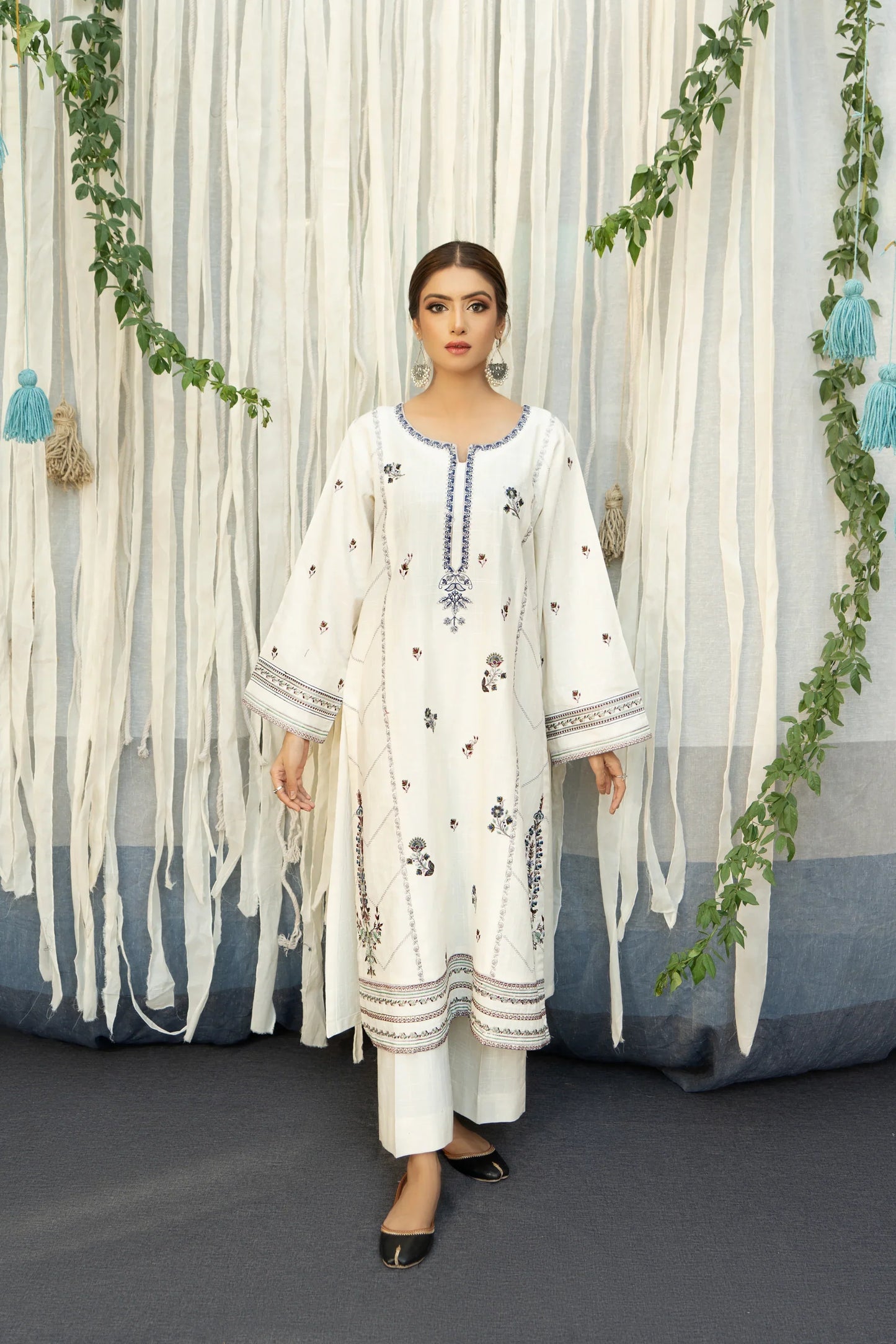 Dhanak-Urge 3PC Embroidered Shirt with Printed Wool Shawl