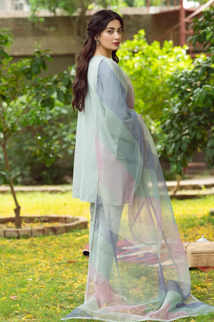 JAZMIN - 3PC LAWN EMBROIDERED SHIRT AND ORGANZA PRINTED DUPATTA WITH TROUSER MY STORE