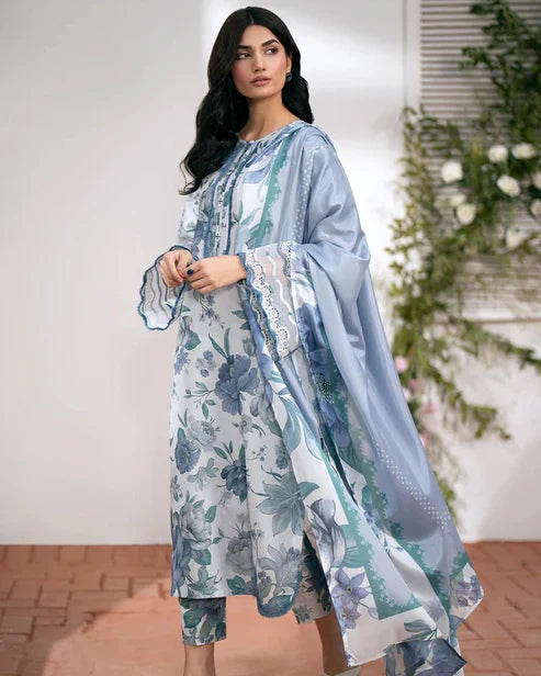 BAROQUE 3Pcs Lawn Print with Lawn Dupatta summer Collection