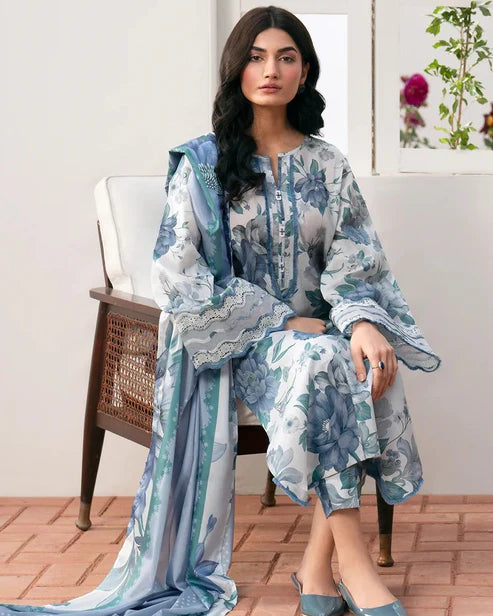 BAROQUE 3Pcs Lawn Print with Lawn Dupatta summer Collection