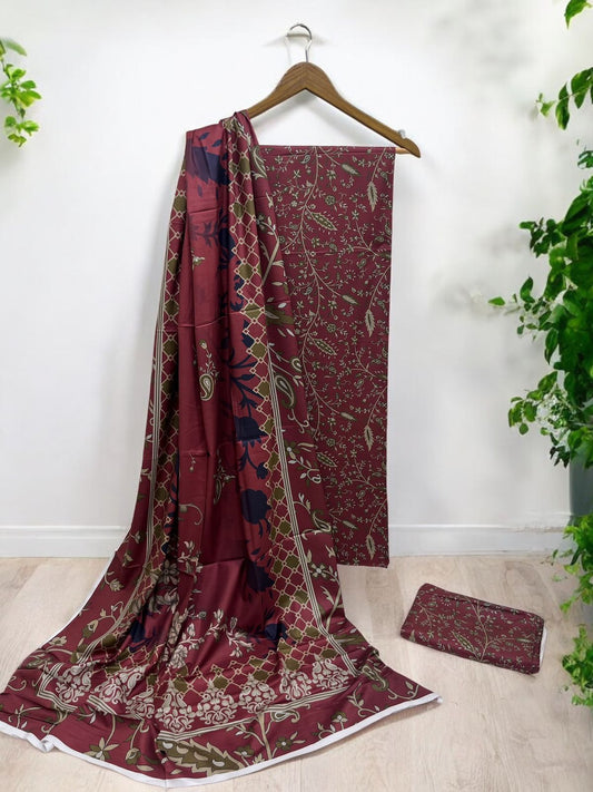 DIGITAL PRINTED | LINEN ALLOVER 3PC | ALKARAM 003