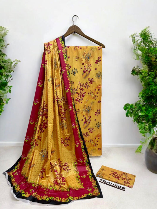 DIGITAL PRINTED | LINEN ALLOVER 3PC | ALKARAM 002