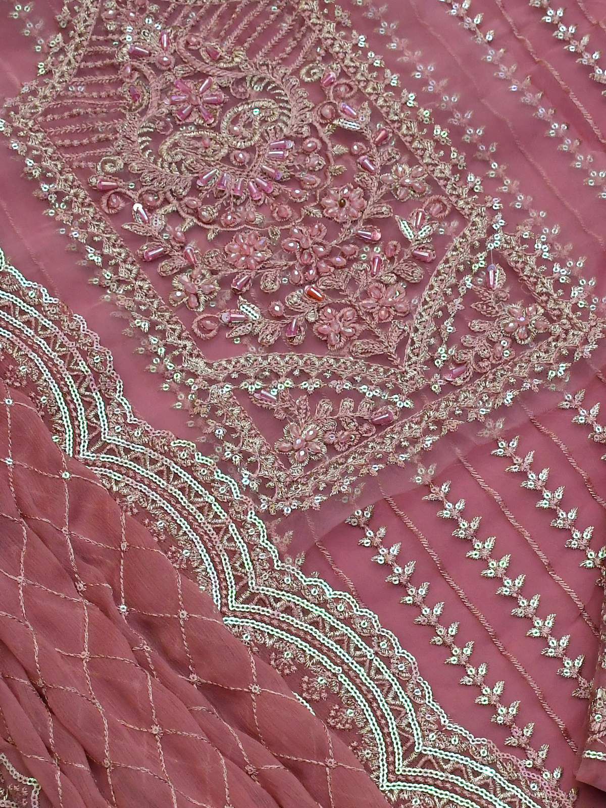 AKBAR ASLAM SOFT ORGANZA HEAVILY EMBROIDERY WITH HAND EMBELLISHMENTS WORK 3 PIECE