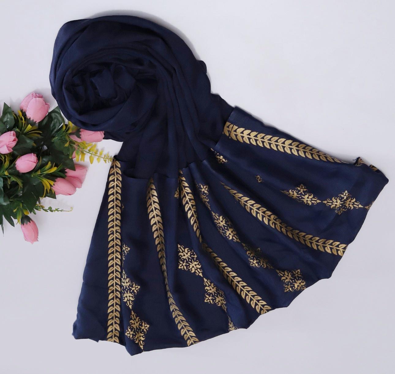 MARIA B Navy Blue 3 Piece Unstitched Embroidered Suit