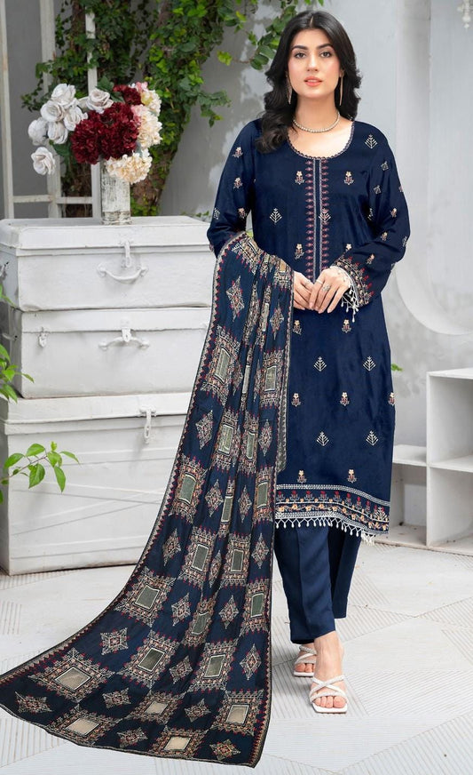 DHANAK Mushq Luxury Dress 3PC blue